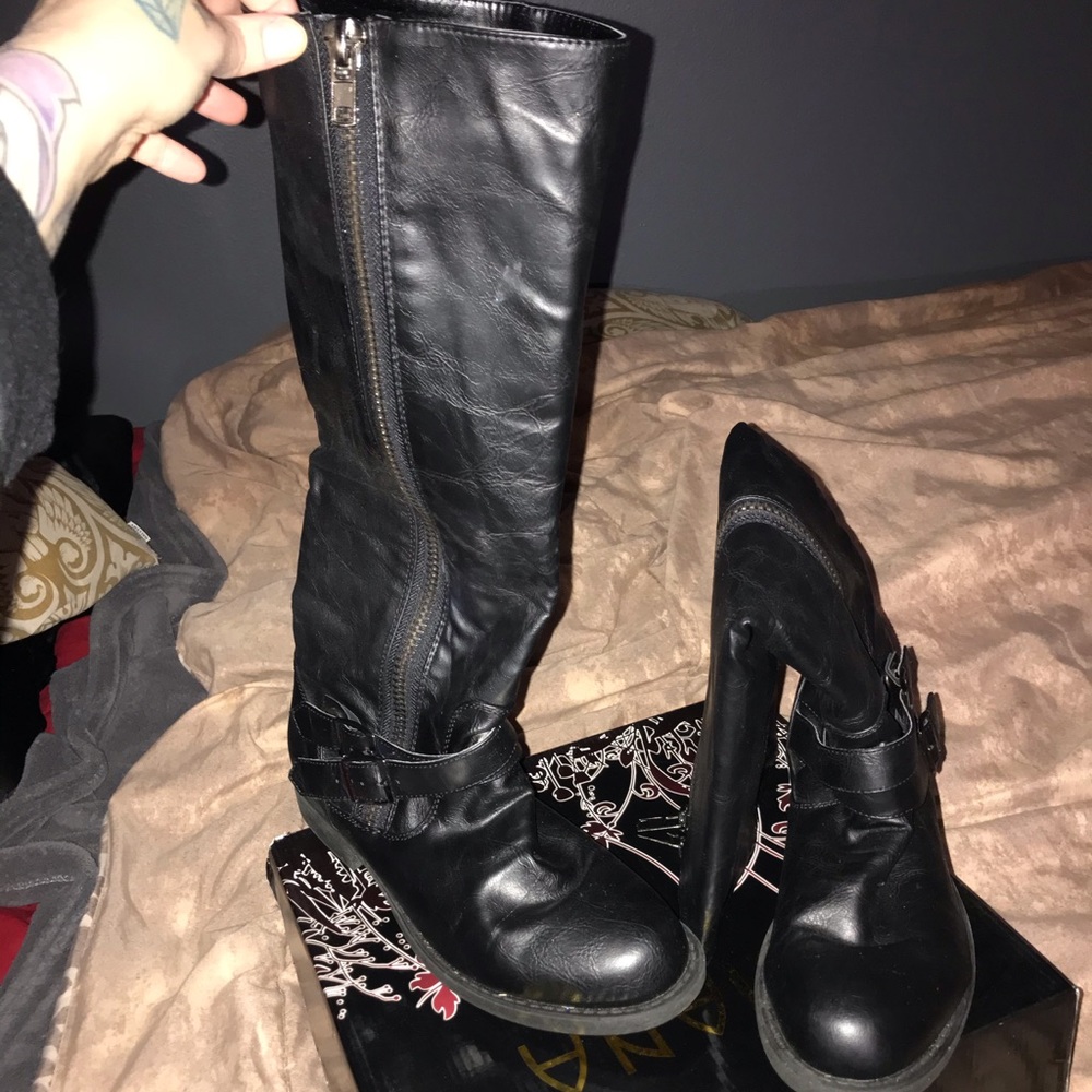 Faux leather rider boots